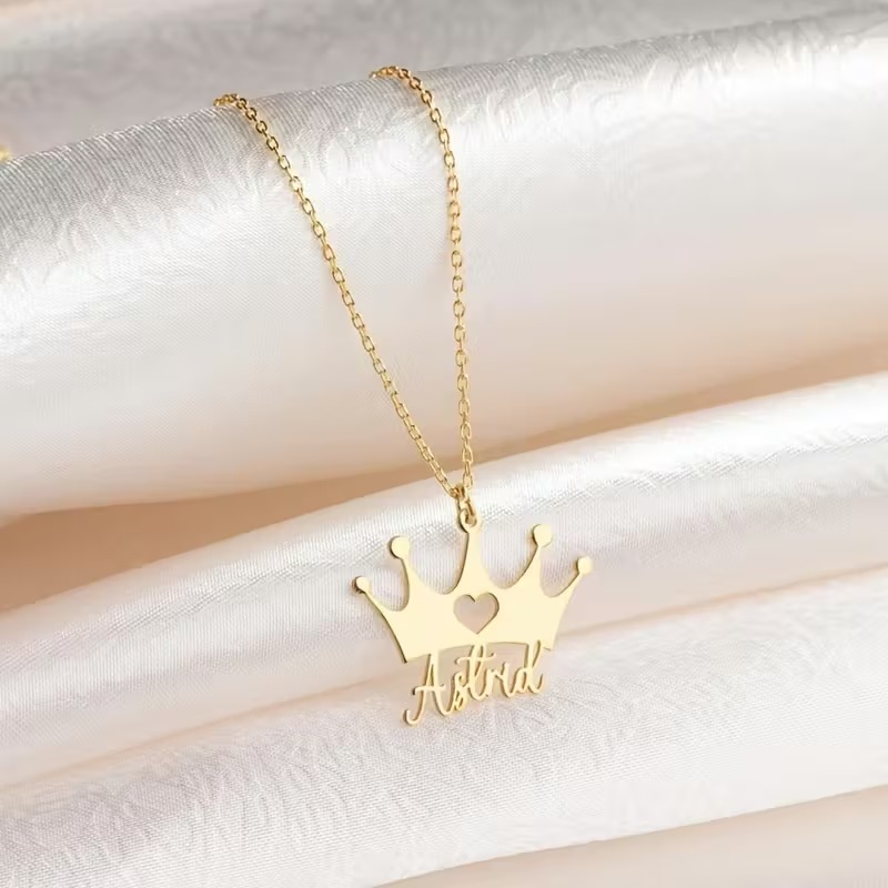 Custom Heart Crown Name Neckla - Men Accessories Neck Chain review and price
