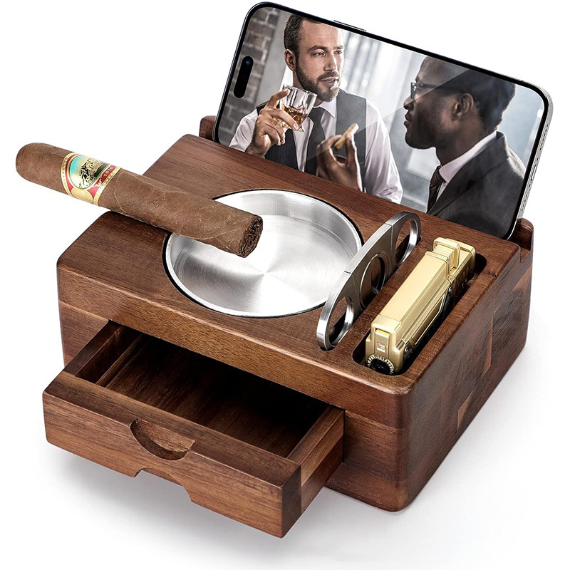 Wooden Cigar Ashtray Set Ashtr - Men Accessories Drawer review and price