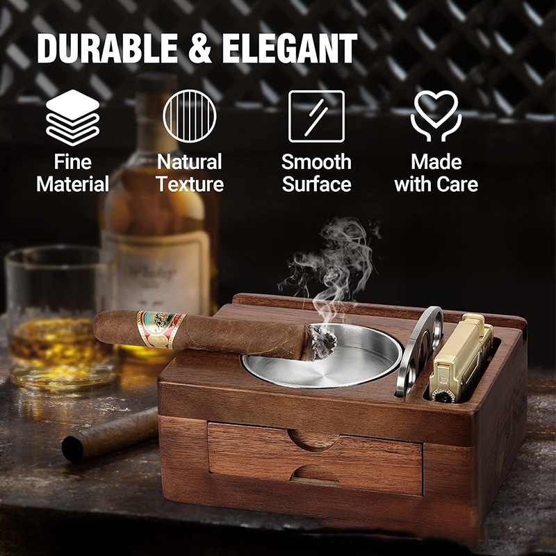 Wooden Cigar Ashtray Set Ashtr - Men Accessories Drawer review and price